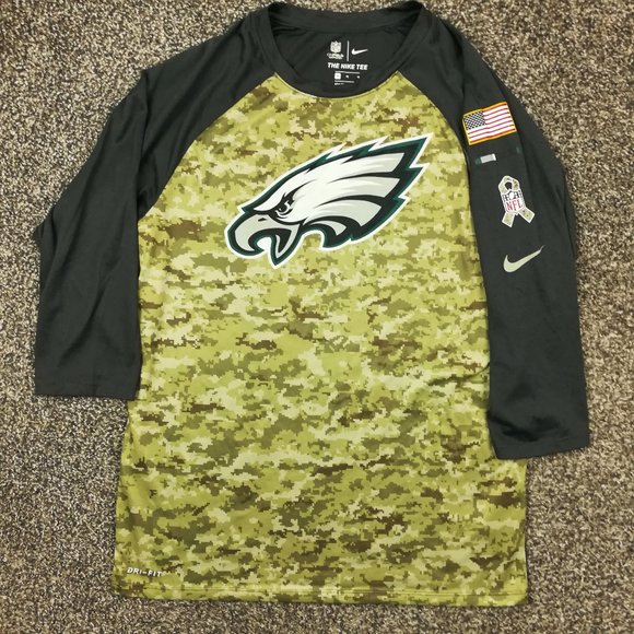 Nike Dri Fit On Field Philadelphia Eagles Salute to Service Camo Shirt - Picture 1 of 6